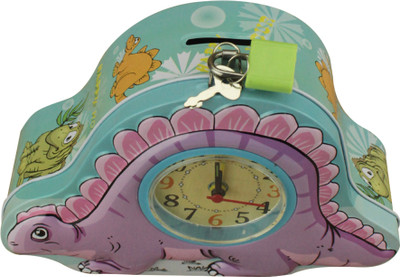 

AVMART Purple Dinosaur Coin Bank with Lock & Table Analog Alarm Clock Coin Bank(Multicolor)
