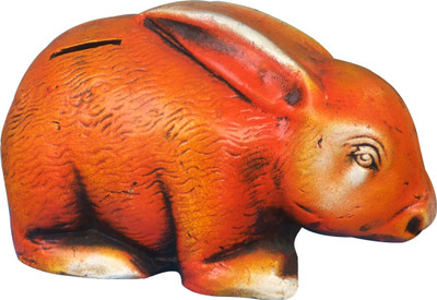 sawan shopping mart Rabbit Shaped' Terracotta Piggy Bank -Piggy Bank for Kids Girls Piggy Banks Antique Coin Bank Box Money Organiser Gullak Coin Case Gift Item Coin Bank(Orange)