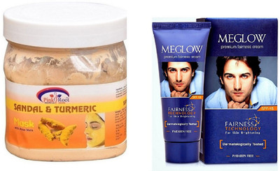 

Pink Root SANDAL MASK 500ML WITH MEGLOW MEN FAIRNESS CREAM (SPF-15)(Set of 2)
