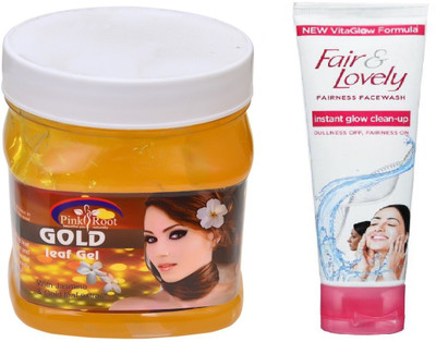 

Pink Root GOLD GEL 500ML WITH FAIR & LOVELY INSTANT GLOW CLEAN-UP FACE WASH(Set of 2)