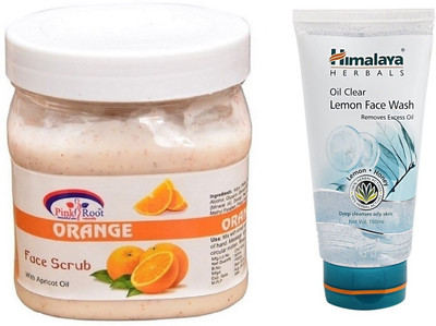 

Pink Root ORANGE SCRUB 500ML WITH HIMALAYA LEMON FACE WASH(Set of 2)