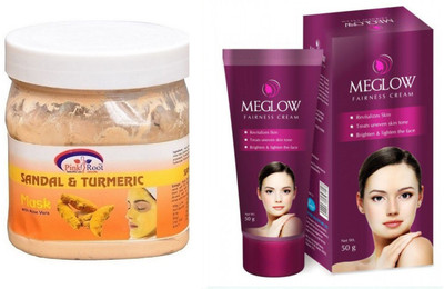

Pink Root SANDAL MASK 500ML WITH MEGLOW WOMEN FAIRNESS CREAM(Set of 2)