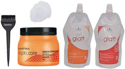 

caroline Hair Brush&Matrix Smooth Straight Spa , Schwarzkopf Glatt O and N Straightener Hair Mask Cream, Shower Cap(Set of 5)