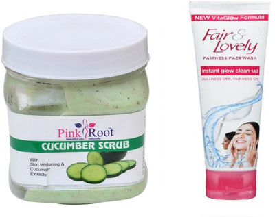 

Pink Root CUCUMBER SCRUB 500ML WITH FAIR & LOVELY INSTANT GLOW CLEAN-UP FACE WASH(Set of 2)