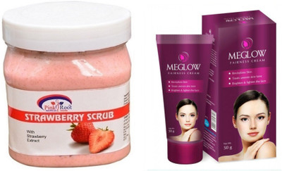

Pink Root STRAWBERRY SCRUB 500ML WITH MEGLOW WOMEN FAIRNESS CREAM(Set of 2)