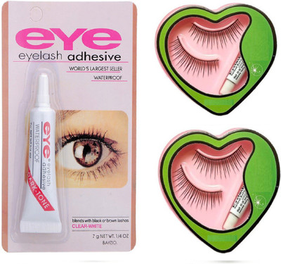 Elecsera Combo of Waterproof Eyelash Glue and False Eyelashes (Pack of 2) for Women (Set of 3)(3 Items in the set)