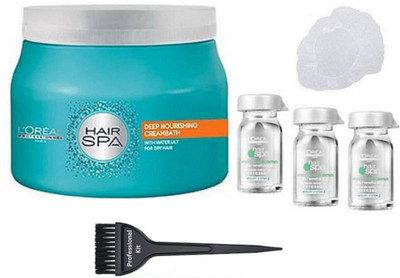 

Professional kit Hair brush&L'oreal Deep Nourshing Creambath Spa, 3 Hydrating Concentrate,Shower Cap (Set of 6)(Set of 6)