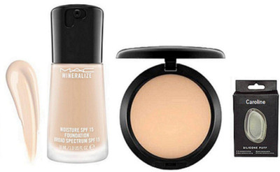 

caroline Silicon Puff , Mac Mineralize Moisture Liquid Foundation , Studio Fix Compact(Set of 3)