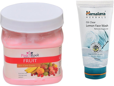 

Pink Root FRUIT CREAM 500ML WITH HIMALAYA LEMON FACE WASH(Set of 2)