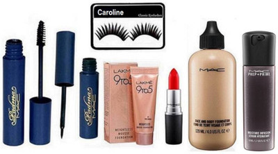 

caroline Eyelashes, Mac Face & Body Foundation, Matte Finish Lipstick, Padma Eyeliner & Mascara, Mousse, Prep + Prime Moisture Infusion Face Serum(Set of 7)