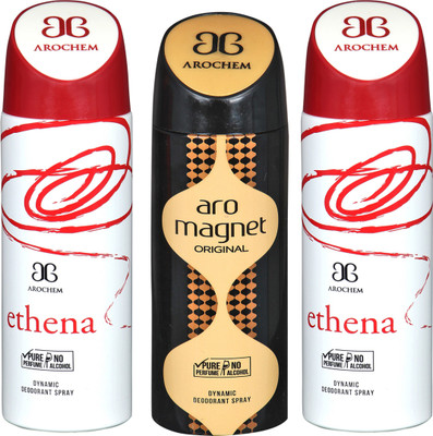 

Arochem B-222 DEODORANT SPRAY NO ALCOHOL PURE PERFUME DYNAMIC BODY SPRAY Deodorant Spray Deodorant Spray - For Men & Women(200 ml, Pack of 3)