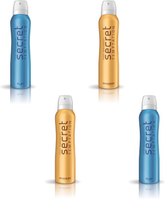 

Secret Temptation 2 Play & 2 Mystery pack of 4 Deodorant Spray - For Women(600 ml, Pack of 4)
