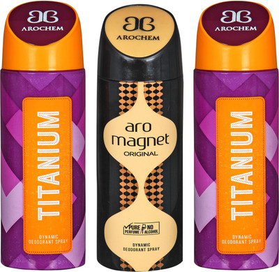 

Arochem B-134 DEODORANT SPRAY NO ALCOHOL PURE PERFUME DYNAMIC BODY SPRAY Deodorant Spray Deodorant Spray - For Men & Women(200 ml, Pack of 3)