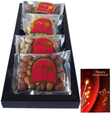 

Maalpani Diwali Dry Fruit Gift Tray Hamper Best Wishes with Unique Tin Box | Diwali Gift | Diwali Dry-Fruits Box-50 grm each Premium Quality dryfruits, Combo(5)