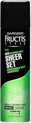 

Garnier Fructis Style Sheer Set Breathable Hairspray, Extreme Hold, 270g Hair Spray(270 ml)