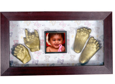 

Gravelart Baby Impression Kit - DO-IT-YOURSELF- large frame teddy print Keepsake(Dull metallic gold)