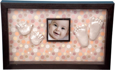 

Gravelart Baby Impression Kit - Do-It-Yourself- Circle print silver paint Keepsake(Brown)