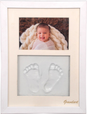 

Gravelart Baby Handprint & Footprint Kit Photo Frame for Newborn Girls and Boys Impression, Baby Photo Album For Shower, Baby Gifts, Keepsake Box Decorations for Room Wall Nursery Decor - White frame white color Keepsake(White)