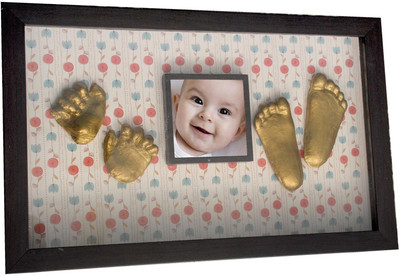 

Gravelart Gravelart Baby Impression Kit - DO-IT-YOURSELF -Baby Handprint & Footprint Kit Photo Frame for Newborn Girls and Boys Impression, Baby Photo Album For Shower, Baby Gifts, Keepsake Box Decorations for Room Wall Nursery Decor - Flower background p