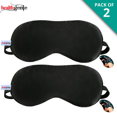 

Healthgenie 100% Silk, Super Smooth Sleeping Mask with Adjustable Strap and Blind Fold Eye Mask - (Pack of 2) Eye Shade(Black)