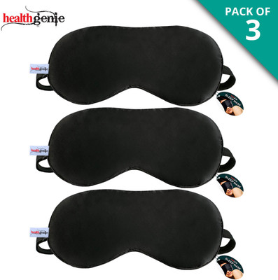 

Healthgenie 100% Silk, Super Smooth Sleeping Mask with Adjustable Strap and Blind Fold Eye Mask - (Pack of 3) Eye Shade(Black)