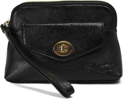 

REINE Genuine leather cosmetic pouch Cosmetic Bag(Black)
