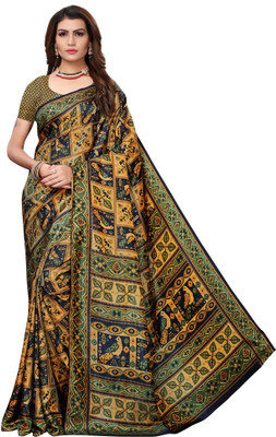 Ratnavati Printed Bollywood Art Silk Saree(Multicolor)