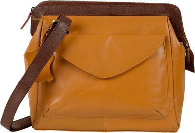 VISSTOSSO Women Formal Yellow Genuine Leather Sling Bag