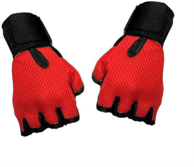 

Kamni Sports Gloves for gym, Leather Gym Gloves, Wrist Support, Workout Gloves Gym & Fitness Gloves (, Black, Red