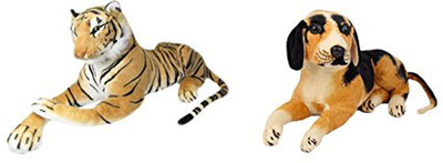 

Flower Engine Tiger And Black Dog Animal Figure - 10 cm(Multicolor)
