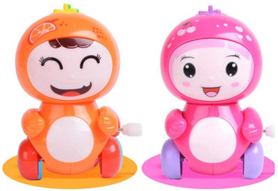 

Emob Cute Pack of 2 Cherry and Orange Friction Powered Moving Wind Up Chain Toy(Multicolor)