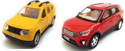 

The Game Begins Combo Toys of Duster Car and Hyundai KRT (Creta) Car Toys | Toys for kids| Miniature Cars Toys | Pull back and Go | Yellow and Red Color - Set of 2 Toys - Value Pack(Multicolor)