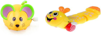 

Emob Cute Pack of 2 Caterpillar and Mouse Friction Powered Moving Wind Up Chain Toy(Multicolor)