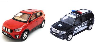 

The Game Begins Combo Toys of Hyundai KRT (Creta) Car and Policar Car Toys | Toys for kids| Miniature Cars Toys | Pull back and Go | Red and Black Color - Set of 2 Toys - Value Pack(Multicolor)