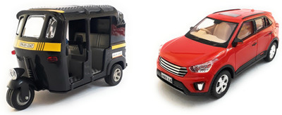 

The Game Begins Combo Toys of Auto Rickshaw and Hyundai KRT (Creta) Car Toys | Toys for kids| Miniature Cars Toys | Pull back and Go | Black and Red Color - Set of 2 Toys - Value Pack(Multicolor)