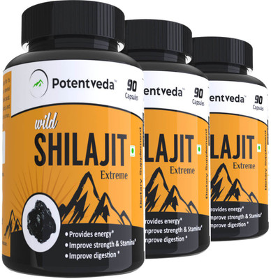 

Potentveda Shilajit Extract Gold standard 90 Capsules Pack of 3(270 No)
