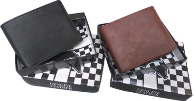 

Shreejee Men Black, Tan Genuine Leather Wallet(6 Card Slots)