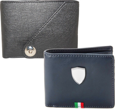 Fillincart Men Black, Blue Artificial Leather Wallet(4 Card Slots)
