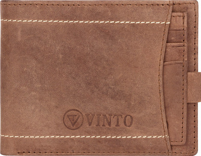 

Vinto Men Tan Genuine Leather Wallet(10 Card Slots), Tan atm