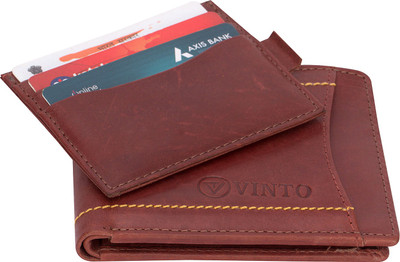 

Vinto Men Brown Genuine Leather Wallet(10 Card Slots)