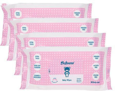 

Softsens Baby Wipes (Pack of 80x4)(320 Pieces)