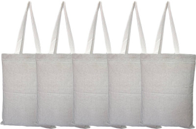 

Rawpockets Rawbags 'Grey Shopping bag(Pack of 5)', reusable 100% Cotton Eco-Friendly Recycled bag|Melange Colour|Eco bag |Canvas Fabric Multipurpose Bag(Grey, 5)