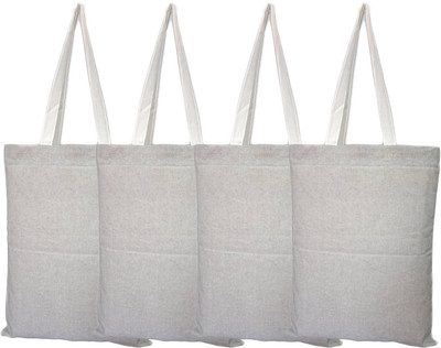 

Rawpockets Rawbags 'Grey Shopping bag(Pack of 4)', reusable 100% Cotton Eco-Friendly Recycled bag|Melange Colour|Eco bag |Canvas Fabric Multipurpose Bag(Grey, 5)