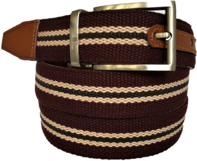

LEX TAVIS Men Formal, Party, Casual, Evening Brown, Tan Canvas, Genuine Leather Reversible Belt, Brown multicolour;tan