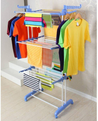 LAKSHAY Steel Floor Cloth Dryer Stand STAINLESS STEEL DOUBLE PIPES 28(3 Tier)