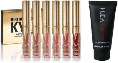

Huda Beauty Beauty Cream Foundation+ Kylie Cosmetic. IMPORTED Birthday Edition Liquid Lipstick(Set of 7)