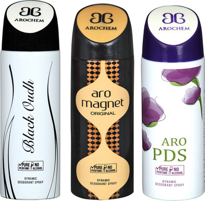 

Arochem B-293 DEODORANT SPRAY NO ALCOHOL PURE PERFUME DYNAMIC BODY SPRAY Deodorant Spray Deodorant Spray - For Men & Women(200 ml, Pack of 3)
