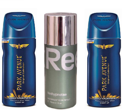 

Park Avenue GOOD MORNING & REEHYPNOTISE Deodorant Spray - For Men(450 ml, Pack of 3)