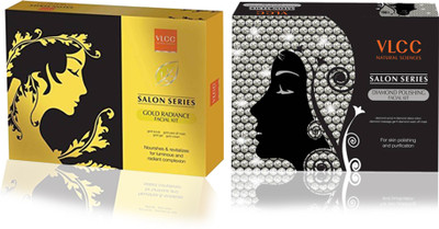 

VLCC Professional Salon Series Gold & Diamond Polishing Facial Kit Pack Of 2 180 g(Set of 2)