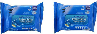 

LONDON Refreshing FACIAL WIPES [ ORIGINAL PRODUCT ] 100% NATURAL, HYGENIC & REFRESHING WET WIPES [ 25 WIPES PER PACK ] 2 ICE FRESH PACK(Pack of 25)